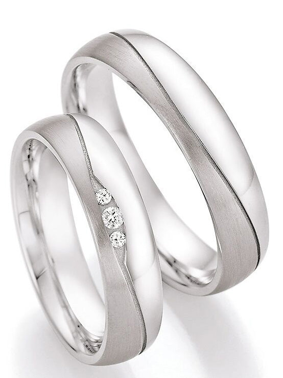 Eheringe aus 925 Silber mit Diamanten – Silberne Einheit | CR 55-30150