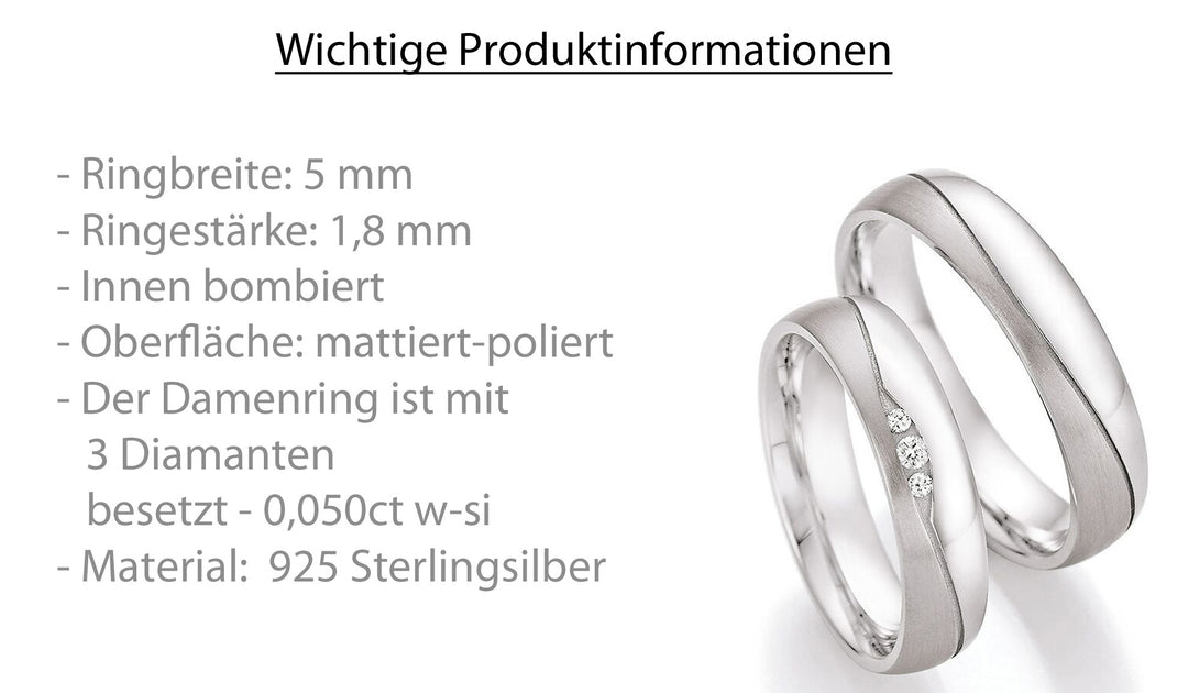 Eheringe aus 925 Silber mit Diamanten – Silberne Einheit | CR 55-30150