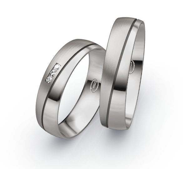 Trauring Palladium - Platin  mit Diamant ink. Garantie und Gravur 66-30010