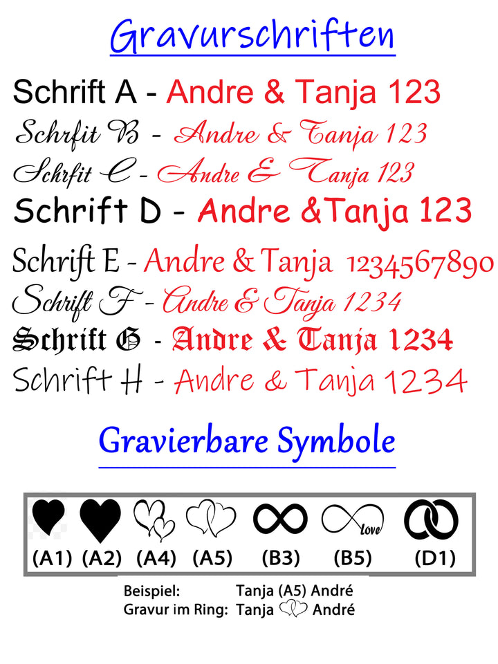 Partnerringe aus Edelstahl mit Zirkonia ink.  Gravur | AB 1772