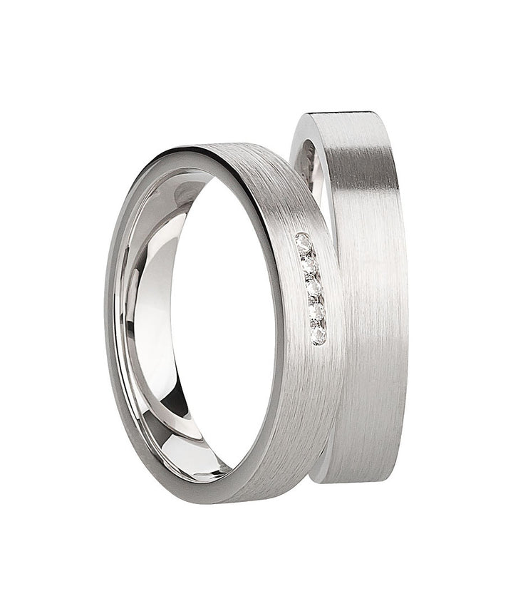 Eheringe & Partnerringe aus 925 Silber – Ringpaar „Elara“ mit 5 Zirkonia inkl. Gravur | SR1064