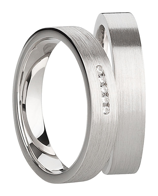 Eheringe & Partnerringe aus 925 Silber – Ringpaar „Elara“ mit 5 Zirkonia inkl. Gravur | SR1064