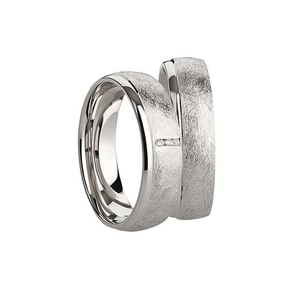 Eheringe & Partnerringe aus 925 Silber – Ringpaar „Calista“ mit Zirkonia im Kanal inkl. Gravur | SR1072