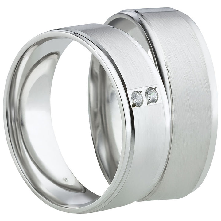 Freundschaftsringe aus 925 Silber mit Zirkonia ink.  Gravur | SR 4