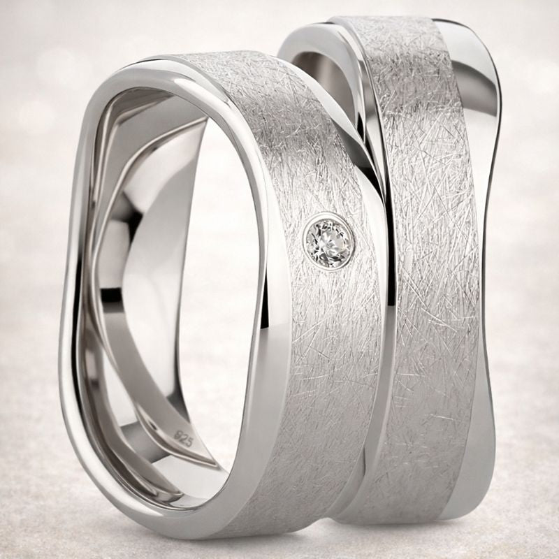 Eheringe & Partnerringe aus 925 Silber – Ringpaar „Serenia“ mit Zirkonia | inkl. Gravur | SR984