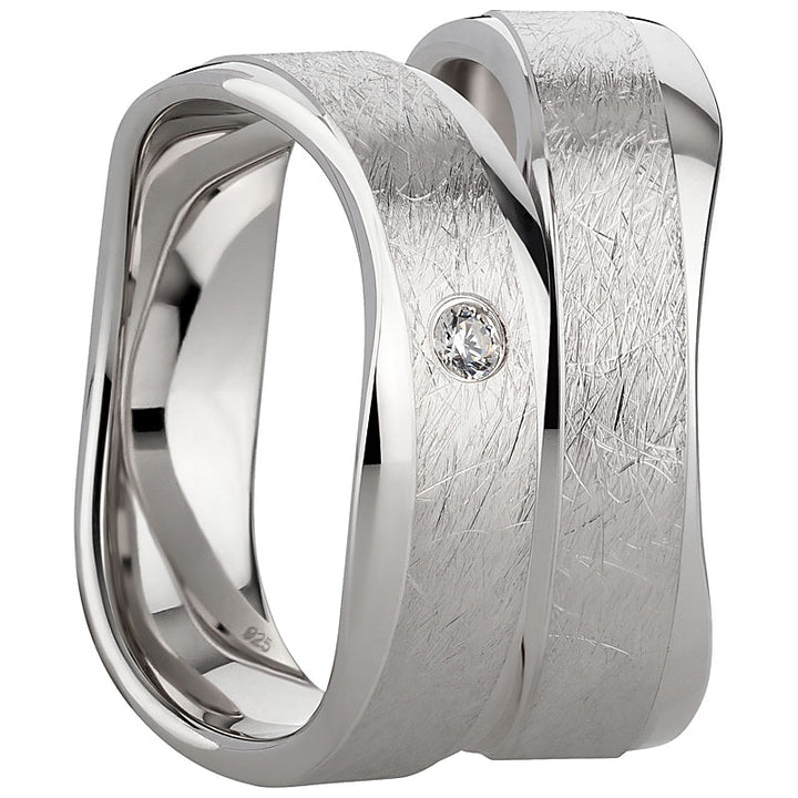 Freundschaftsringe aus 925 Silber mit Zirkonia ink.  Gravur SR984