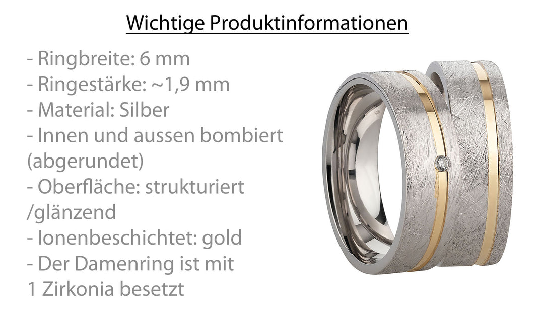 Freundschaftsringe aus 925 Silber – Damenring „Aurina“ mit Zirkonia Partnerringe & Eheringe inkl. Gravur| SR990