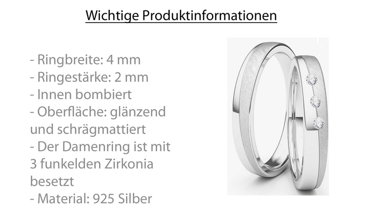 Blue Moon 925 Silberringe Trauringe Eheringe Partnerringe mit Gravur - SZ2020
