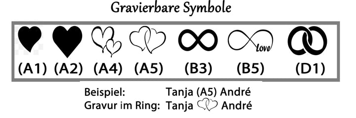 Partnerringe aus Edelstahl mit Zirkonia ink.  Gravur | AB 1772